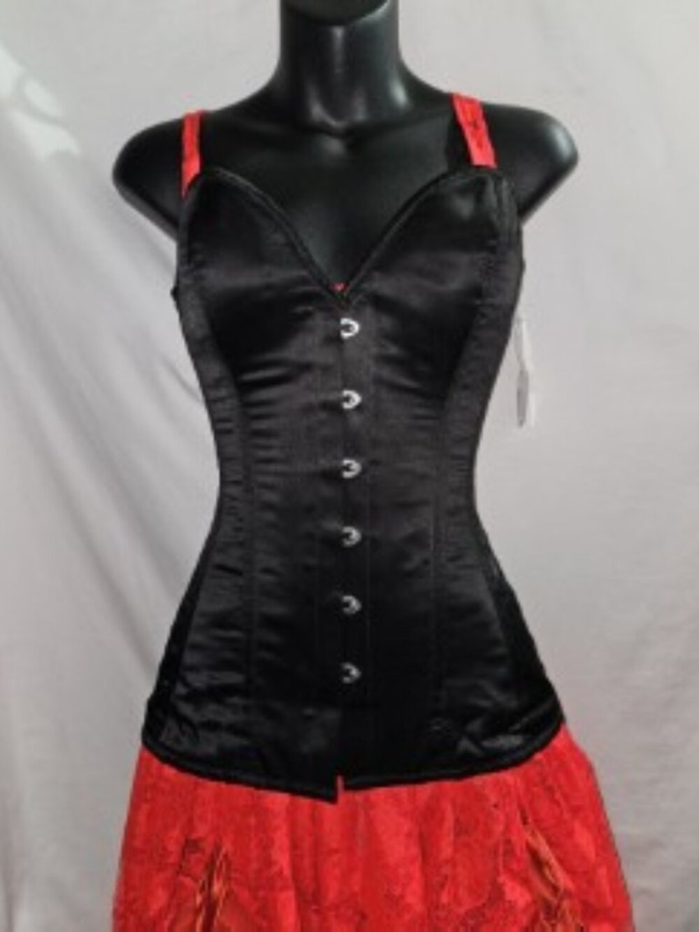 NWT S/24" LONG LINE CONCUBINE HANDMADE TIGHT LACING CORSET BLACK SILK